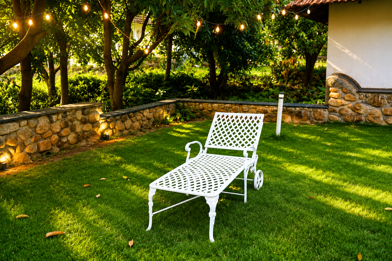 Sitting area under mango tree
